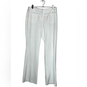 Cache white polyester blend bootcut stretch dress pants size 6 summer nautical